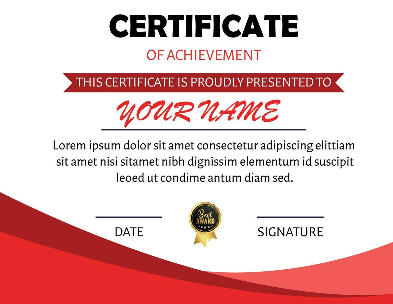 Certificate of achievement design template vector