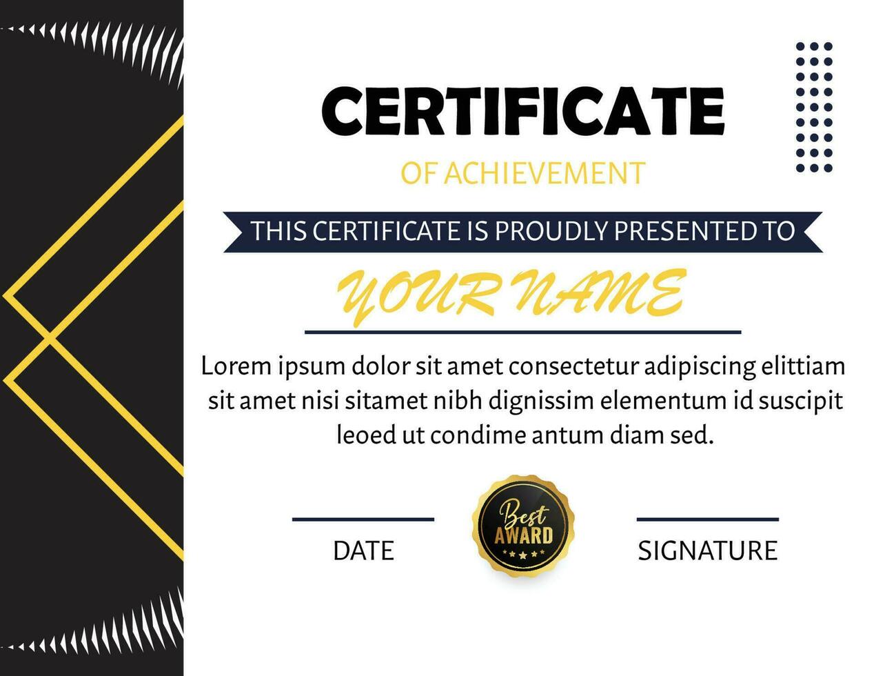 Black and golden multipurpose certificate template certificate of achievement vector