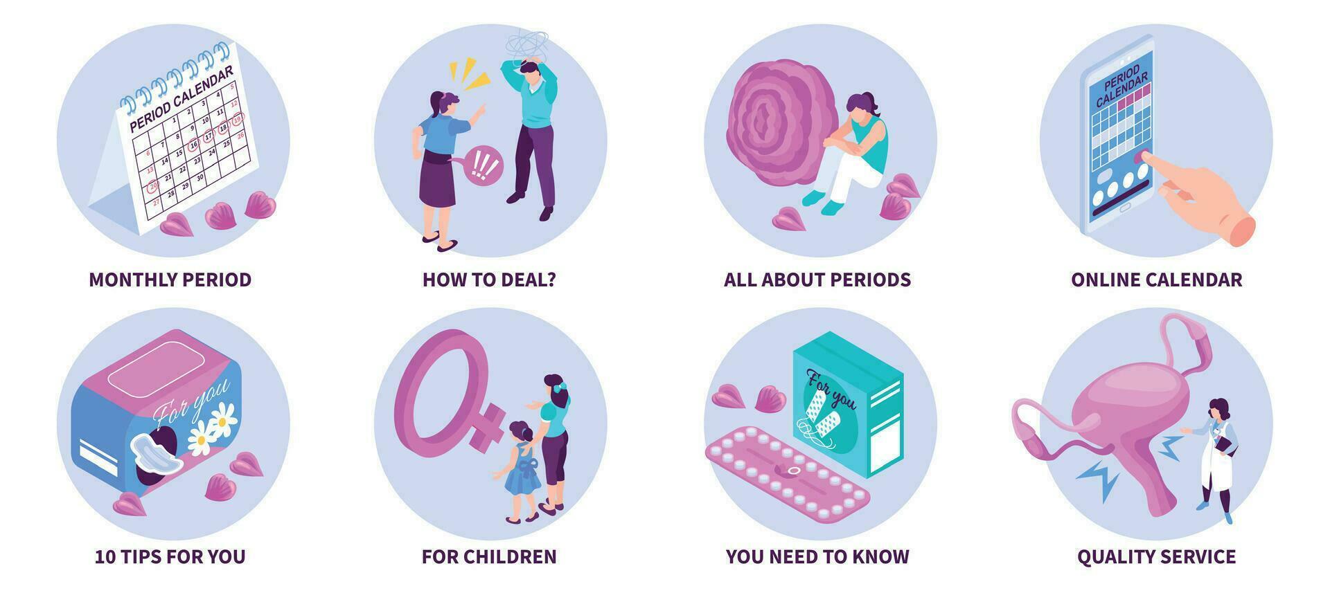 Menstrual Cycle Compositions Set vector