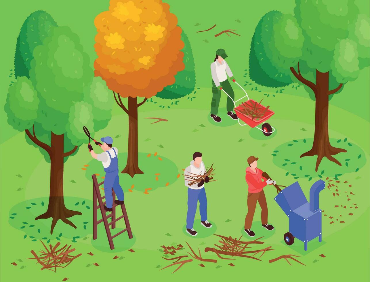 Garden Workers Background Illustration vector