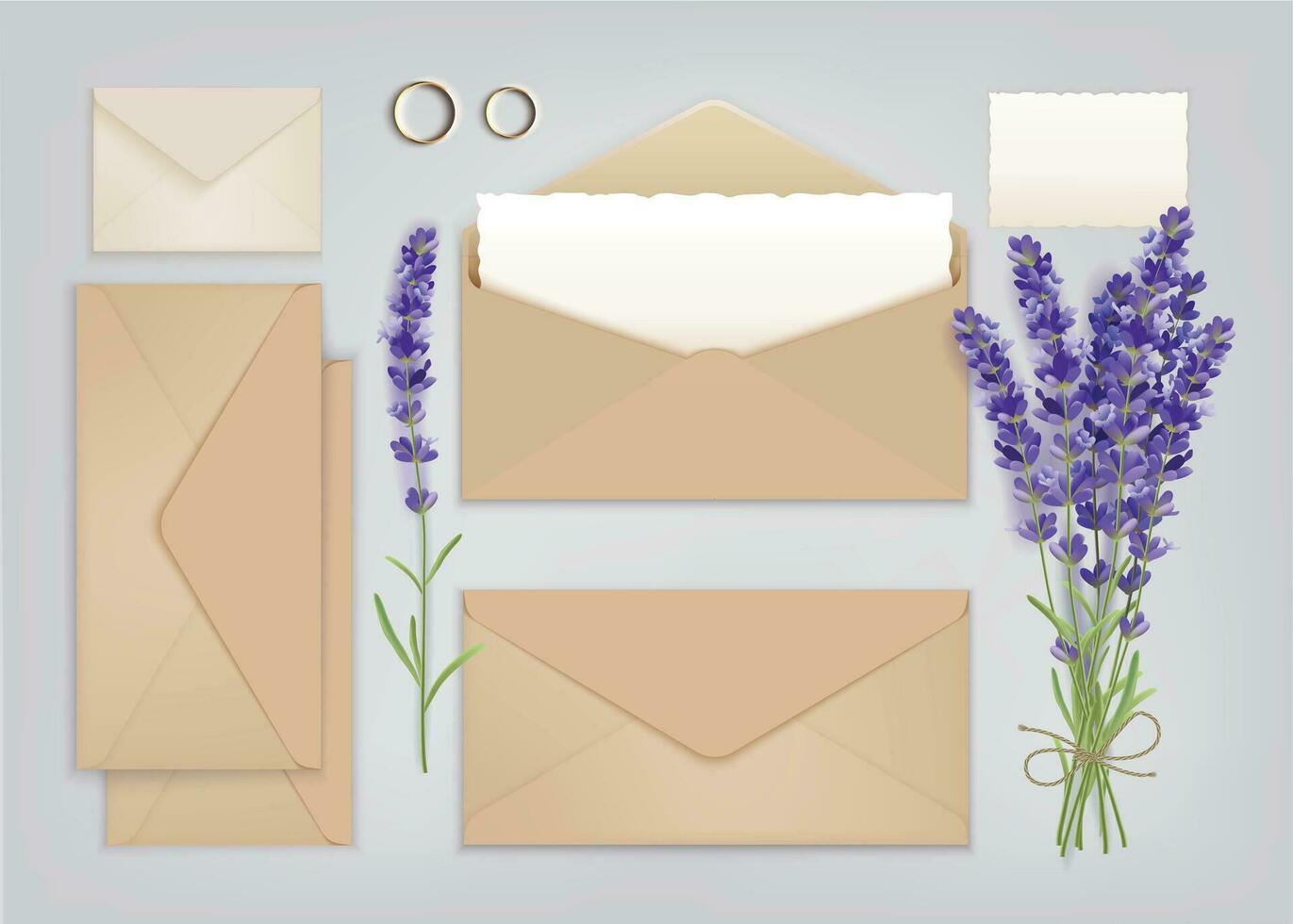 Wedding Envelopes Realistic Composition vector