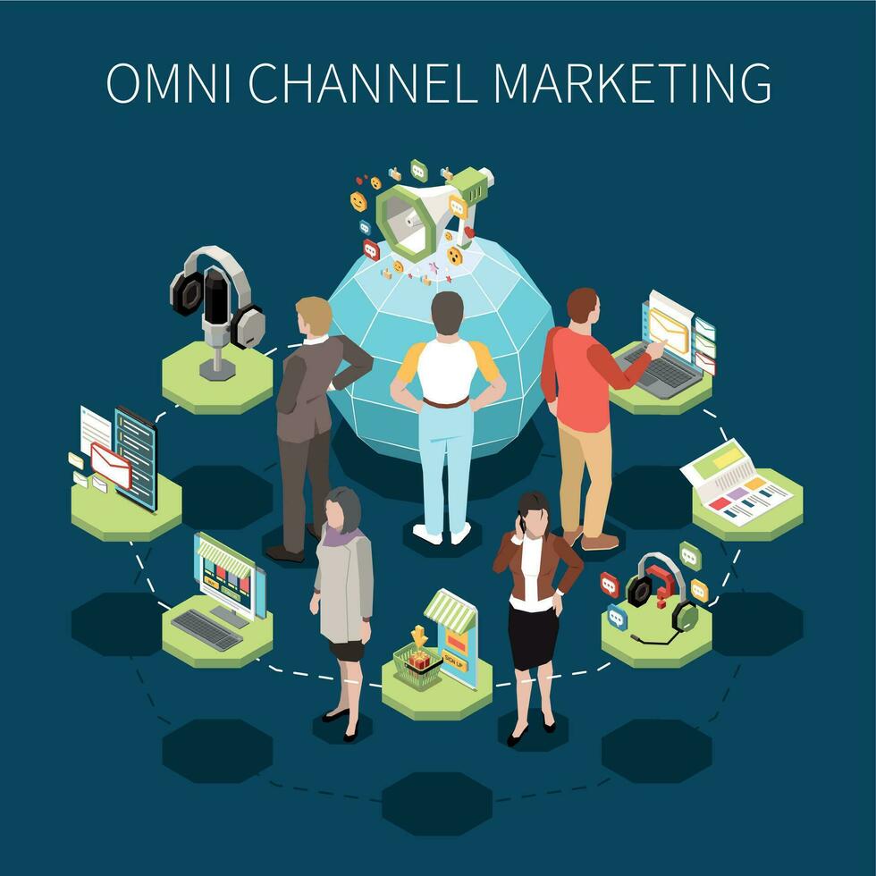 Omni Channel Marketing Isometric vector