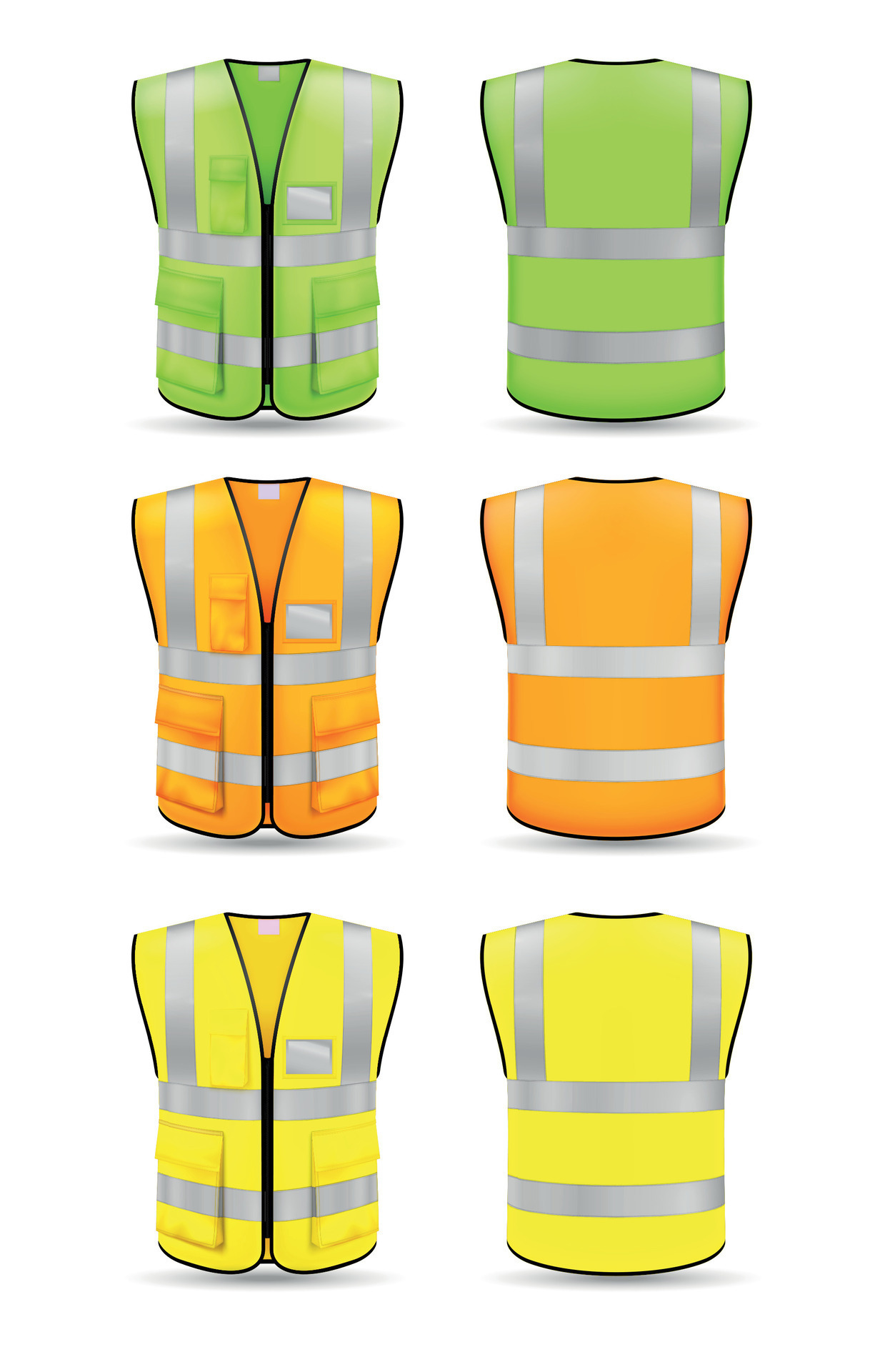 Green Orange And Yellow Realistic Vests 24788986 Vector Art at Vecteezy
