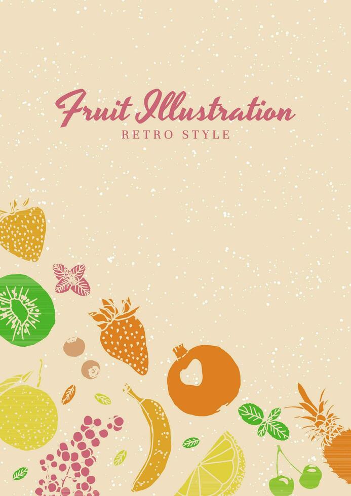 Fruta ilustración bosquejo estilo retro colores póster menú cubrir diseño vector
