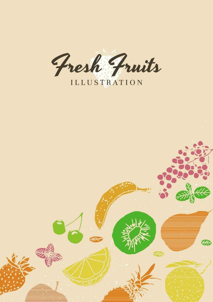 Fruta ilustración bosquejo estilo retro colores vector