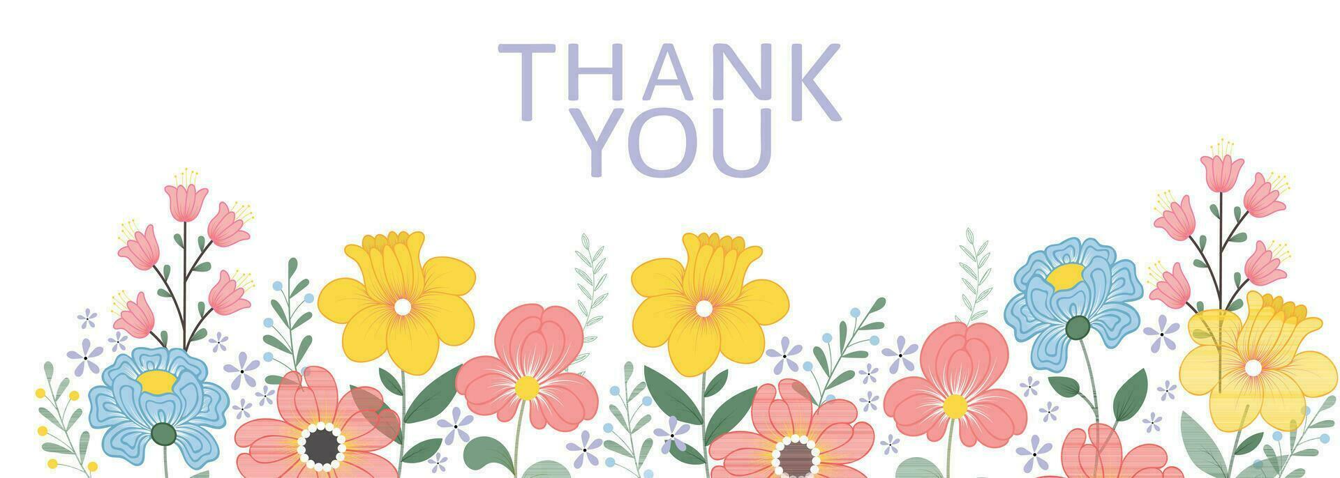 Thank you banner with abstract flowers vector