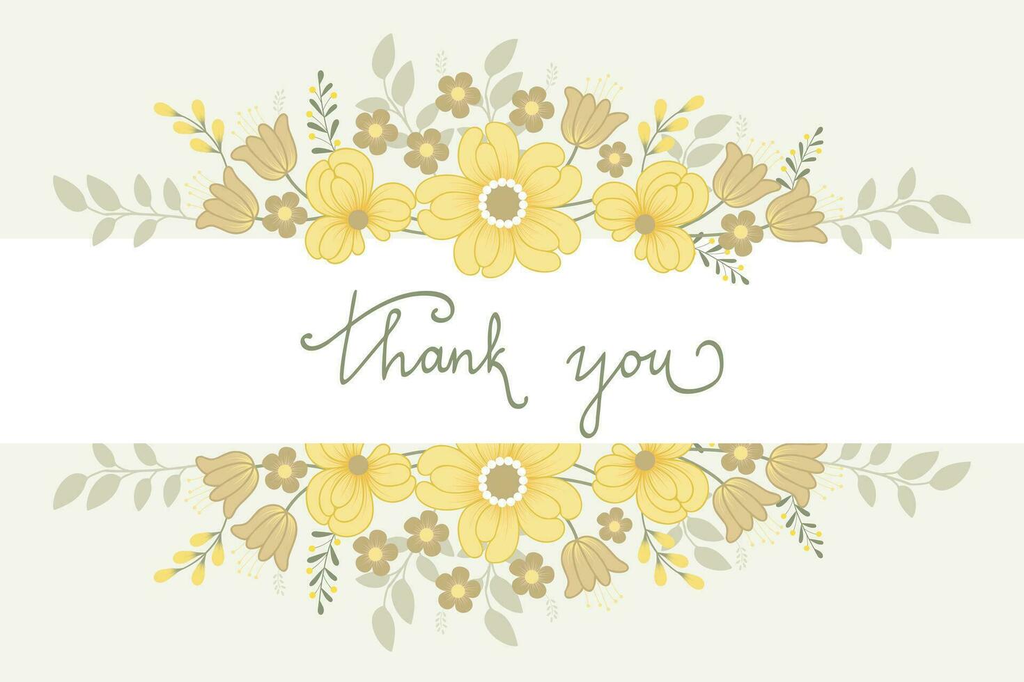 Thank you banner with yellow flowers vector