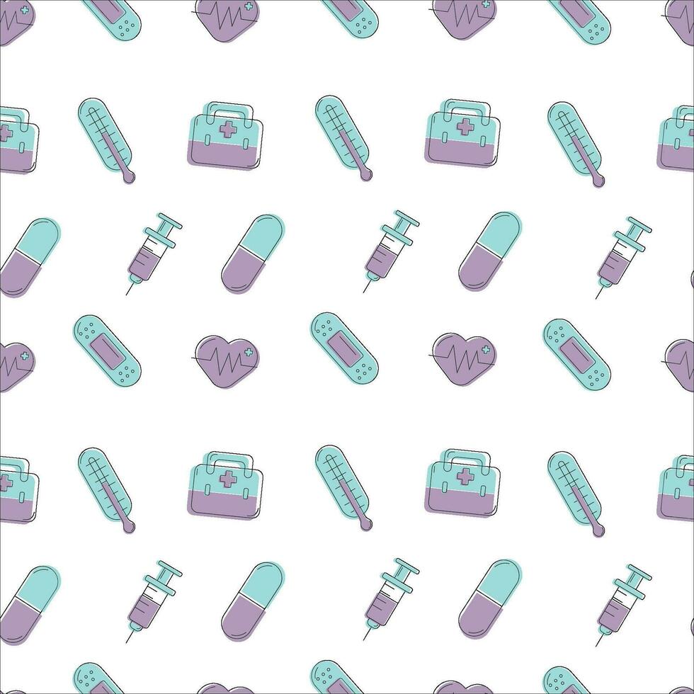 Seamless medical pattern on a white background. vector