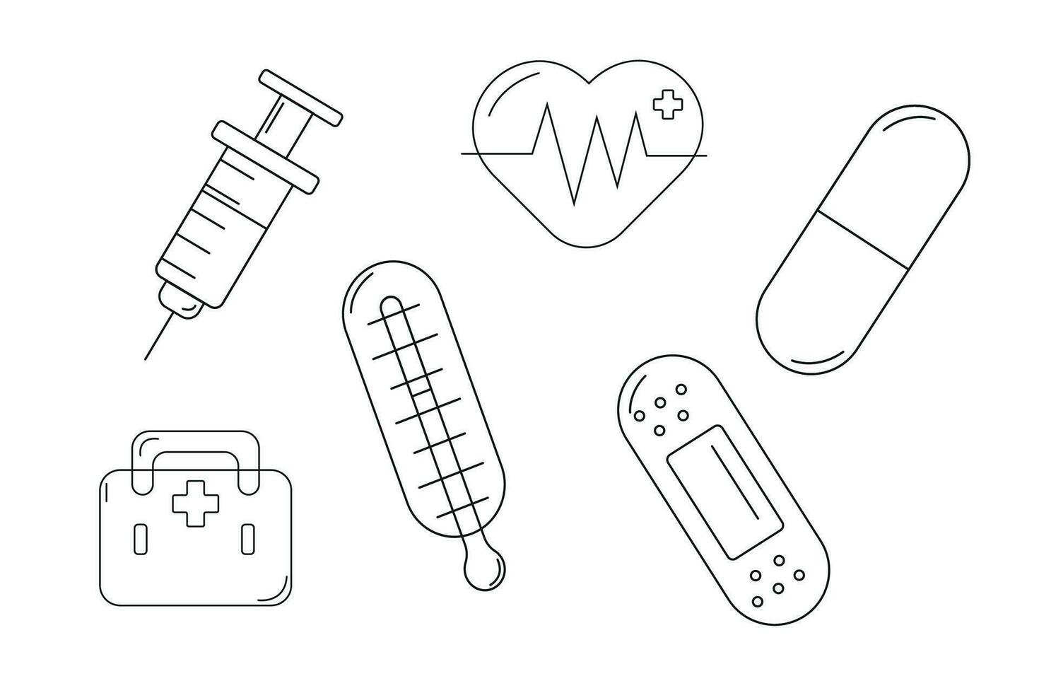 Medical black and white icons set. vector