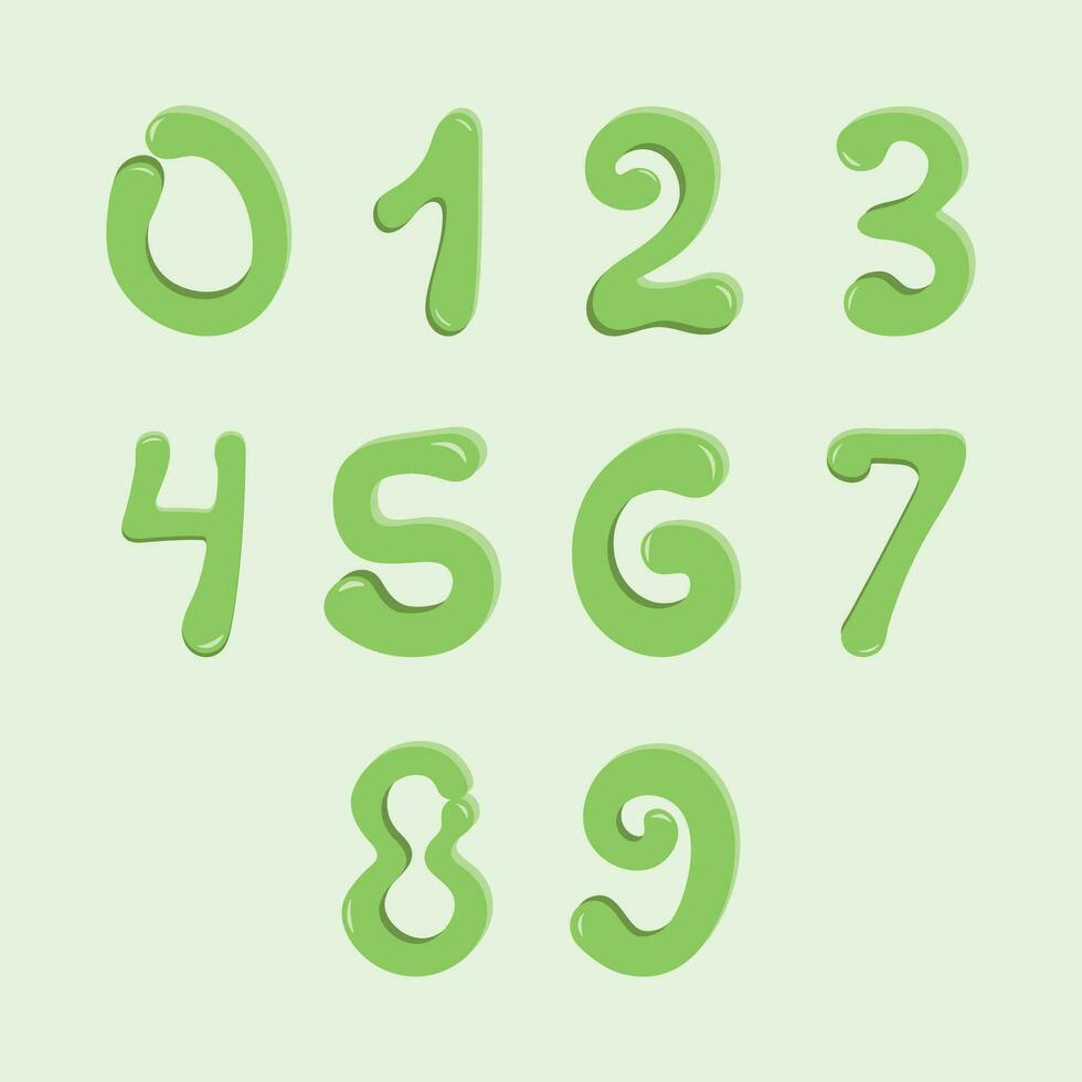 1 to 10 green numbers set. vector