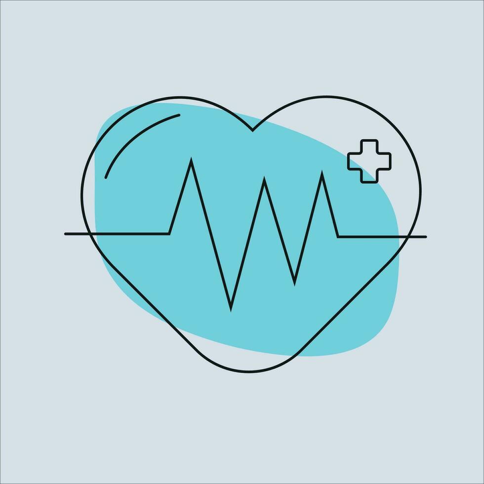 Design of a vector cardiogram icon in the shape of heart.