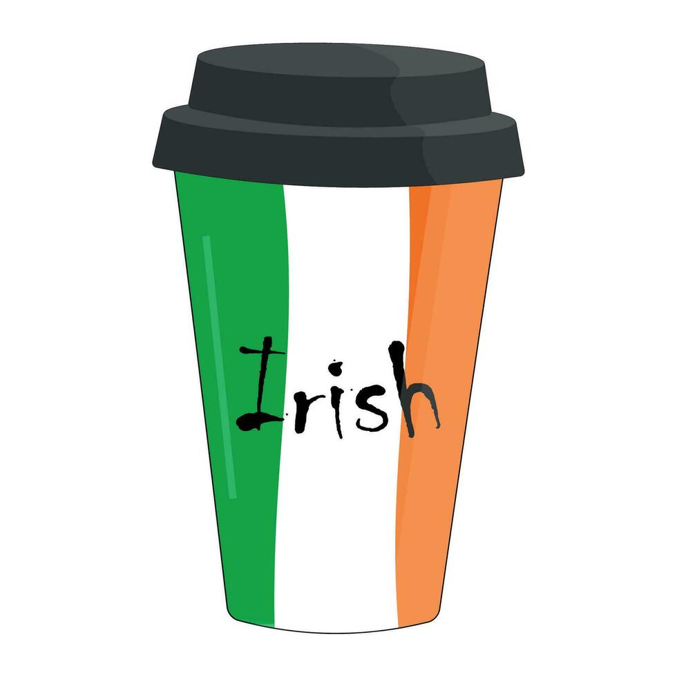 Coffee cup with a flag Irish. vector