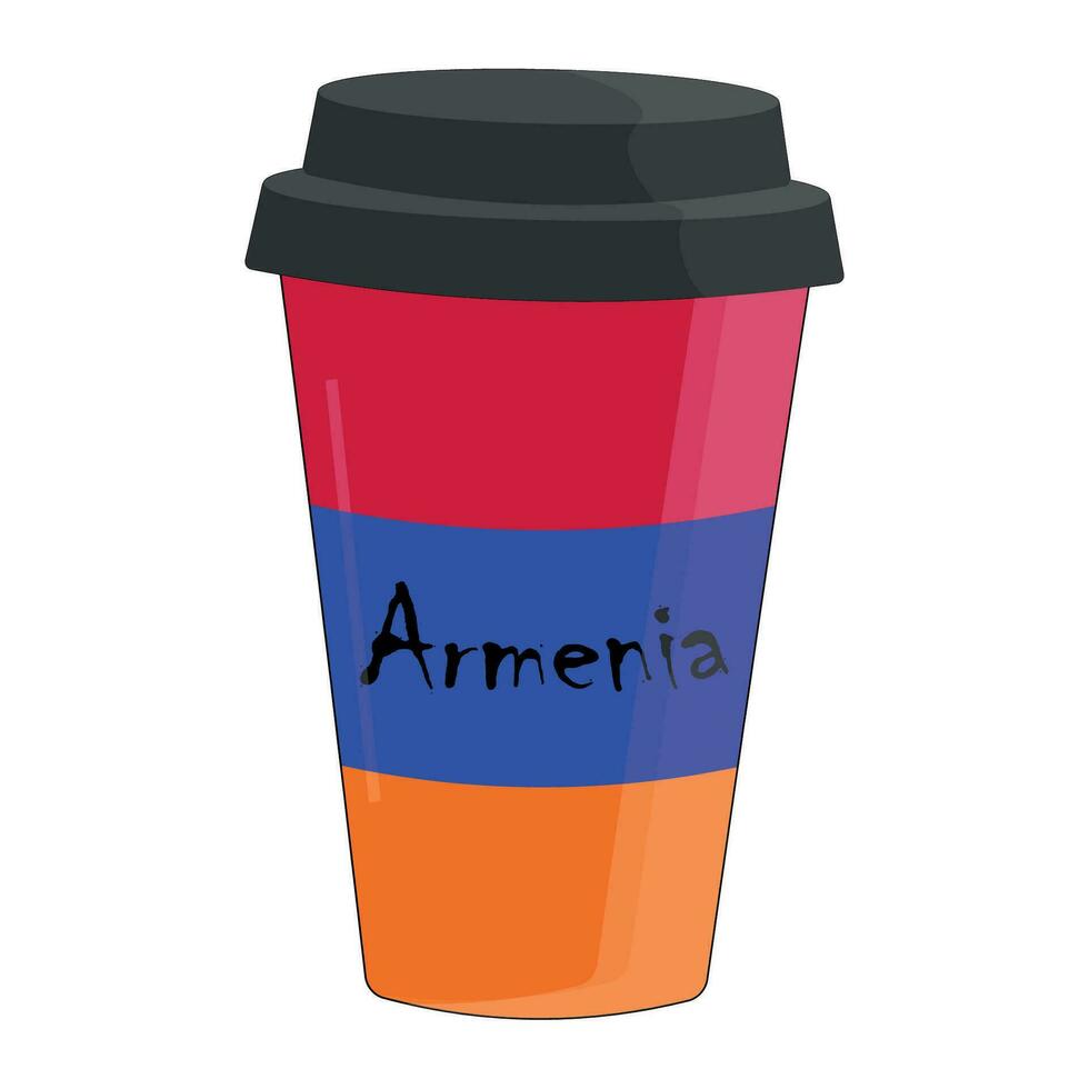 Coffee cup with a flag Armenia. vector