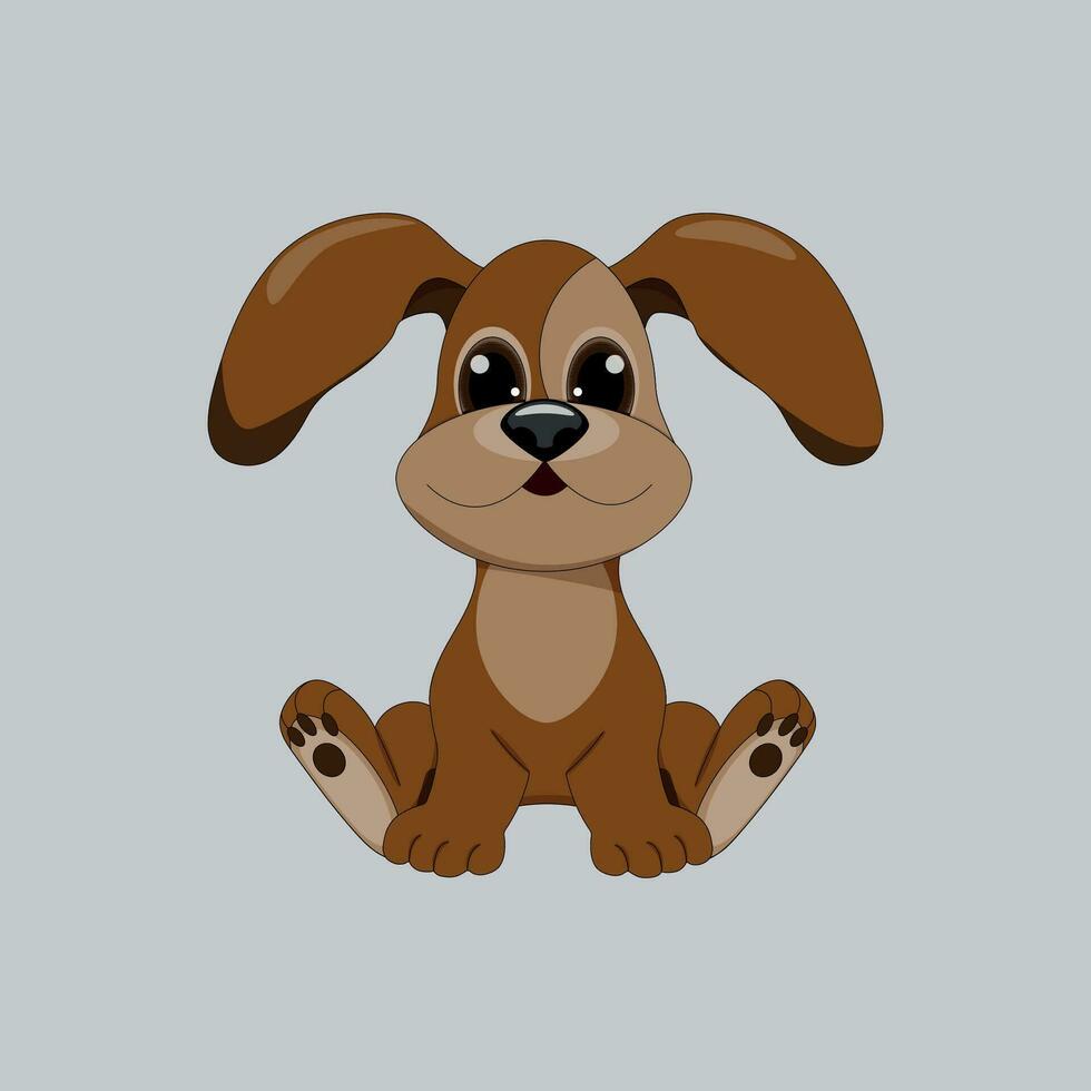 Cute brown puppy with big ears. vector