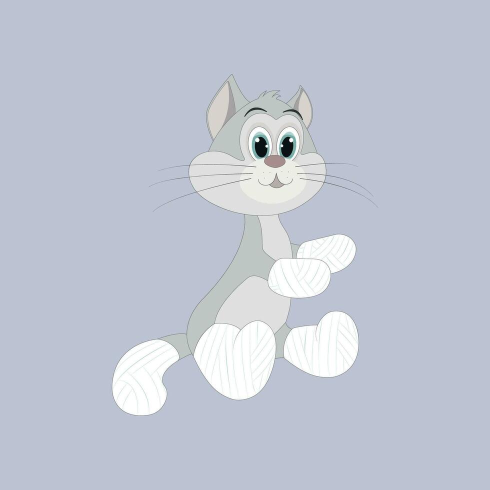 Cute cat in a cast. vector