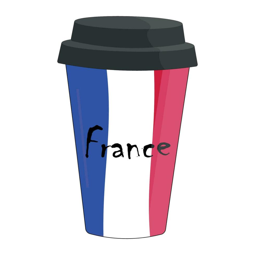 Coffee cup with a flag France. vector