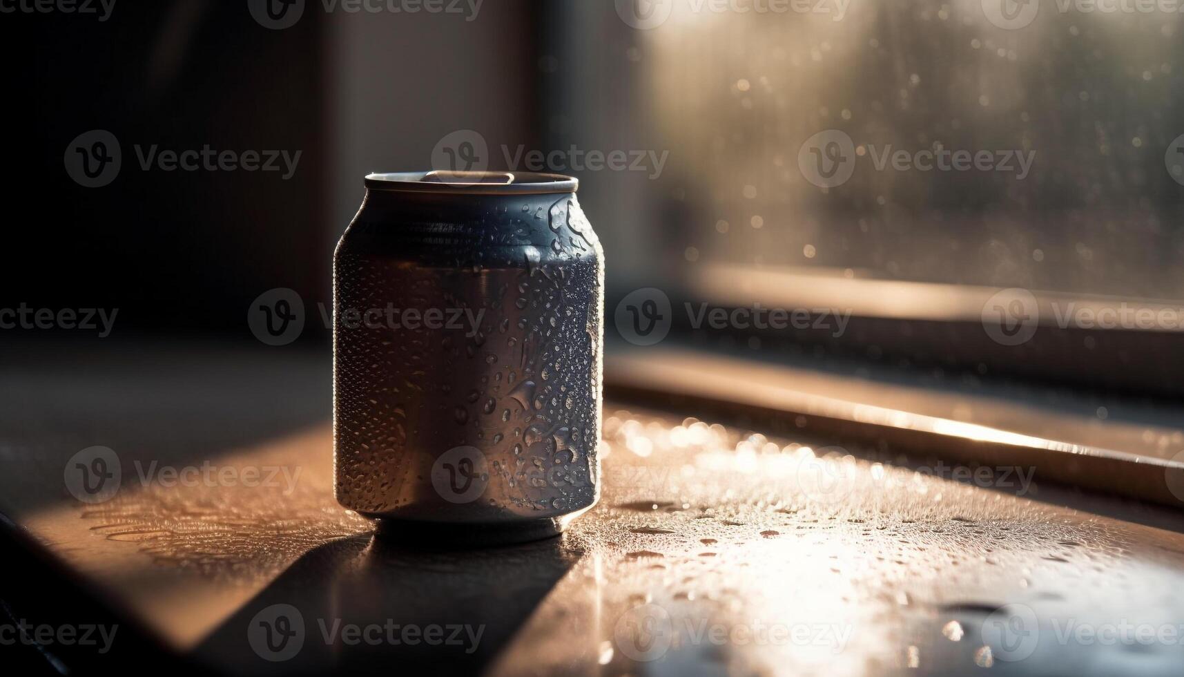 Shiny glass of fresh soda on table generated by AI photo