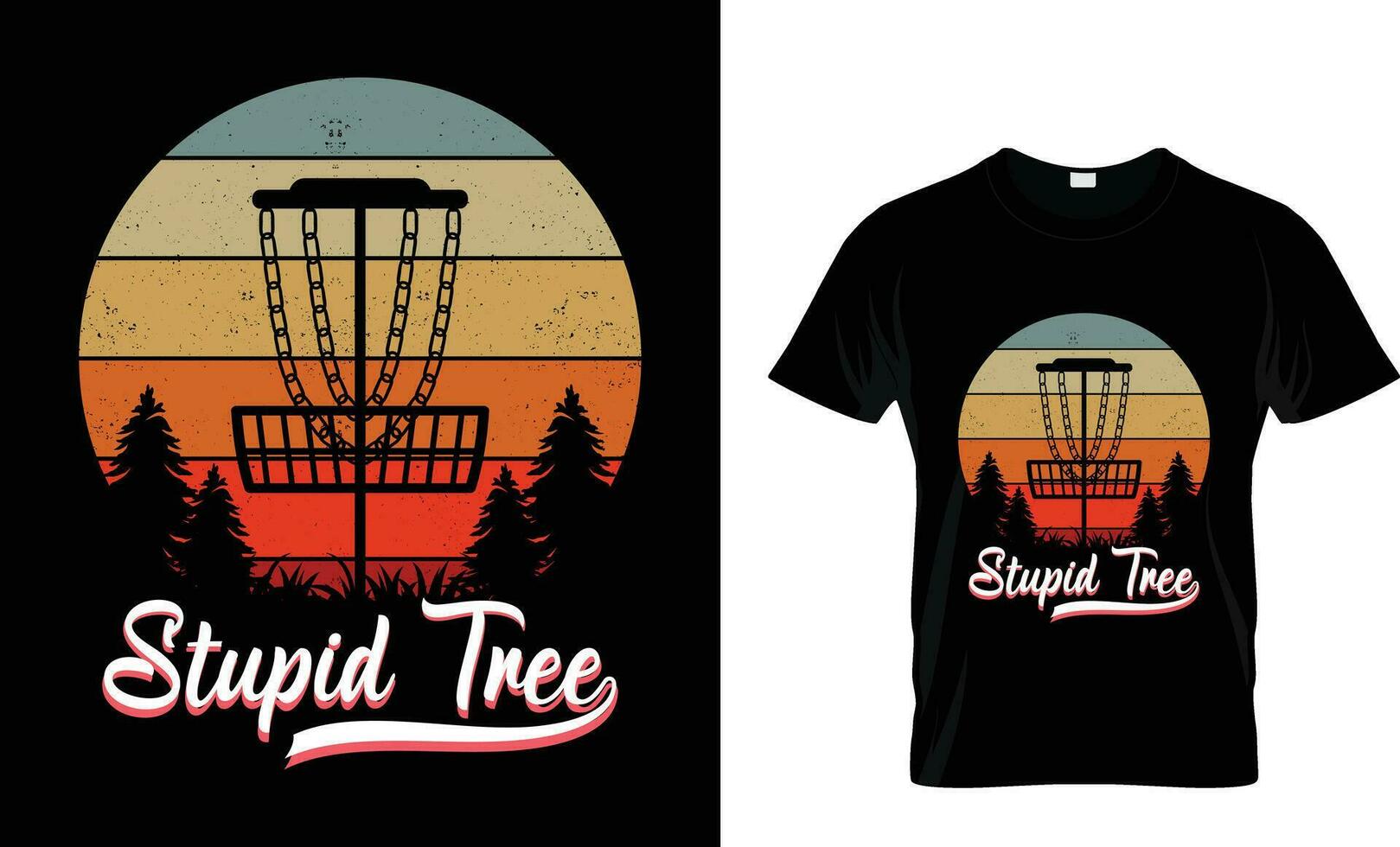 Stupid Tree disc golf t-shirt design,vintage t-shirt vector