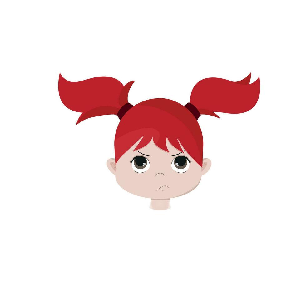 niña con rojo pelo y anime ojos. vector