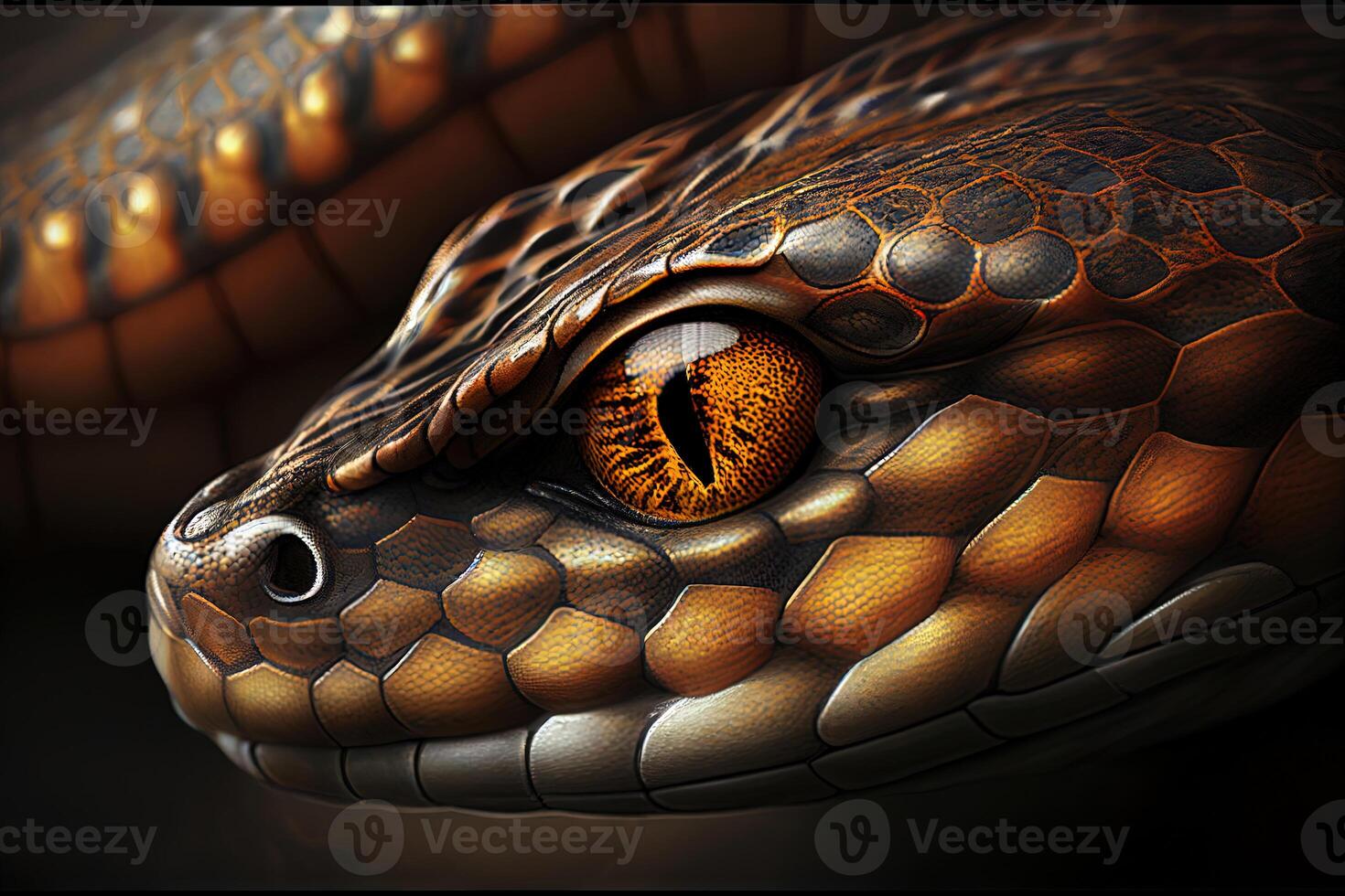 Close-up portrait of a snake, python head - photo