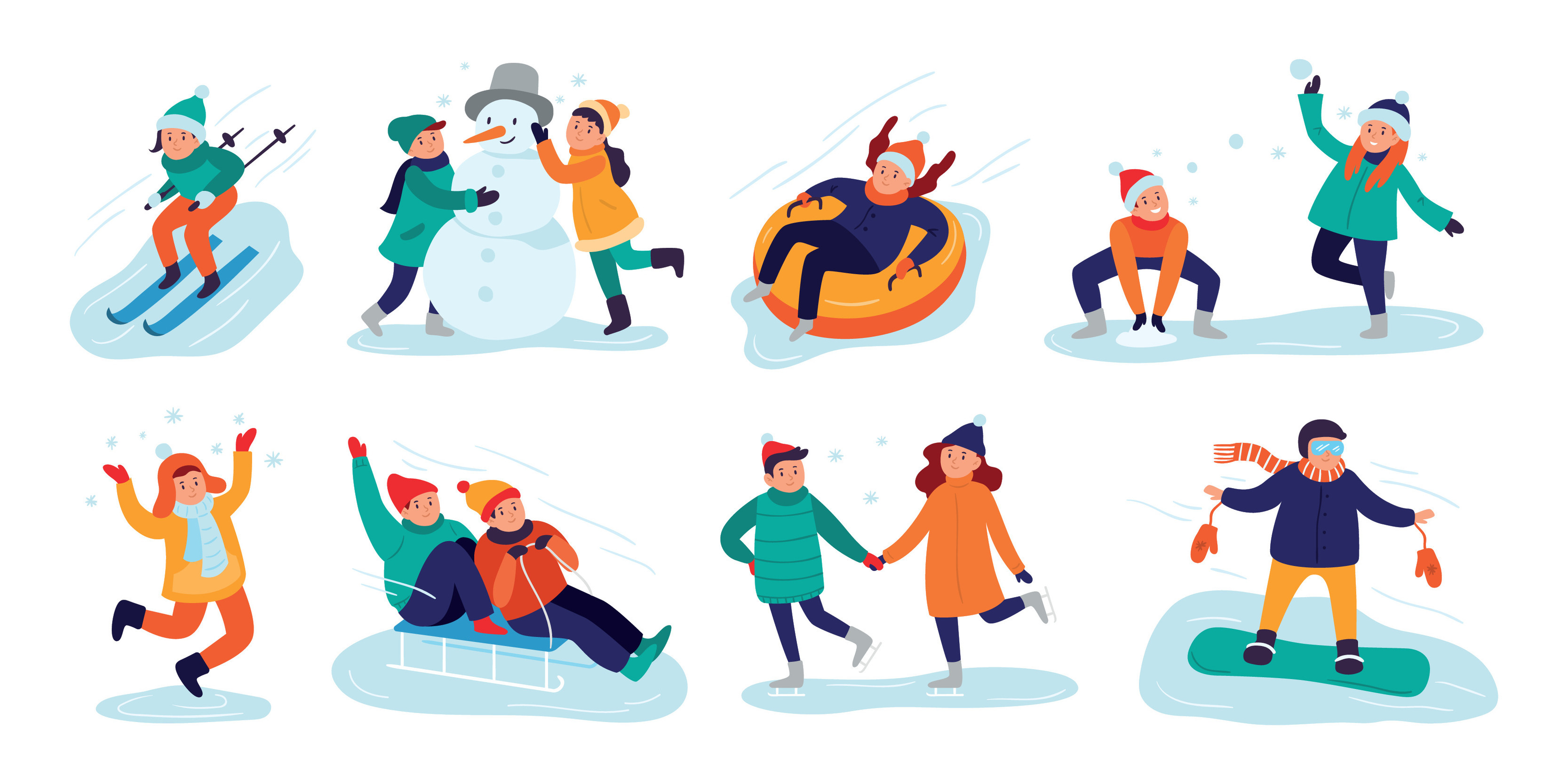 Winter Kids Activities Snow Games Smiling Little Girls And Boys In winter-activities-busy-toddler