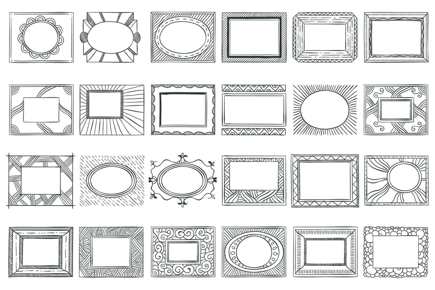 Hand drawn frames vector. Vintage doodle sketch picture frame, illustration  Blank black square, cadre rectangle label elegant sketches line, isolated  on white background. 24238438 Vector Art at Vecteezy