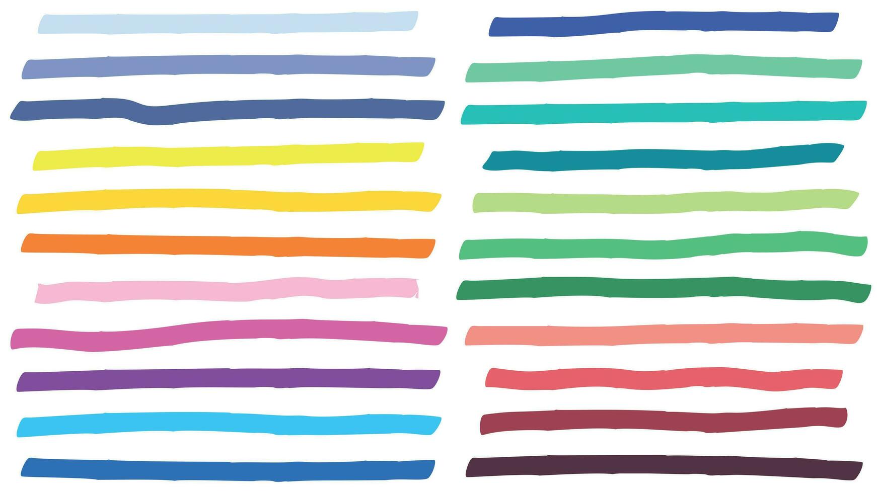 Color highlight marker lines strokes. Colorful highlights, markers stripes and yellow line highlight vector set