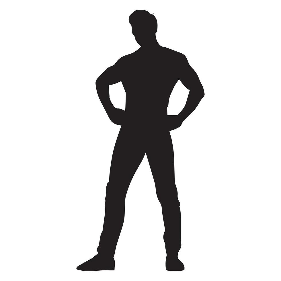 A Man Standing Pose Vector Silhouette Illustration Black Color