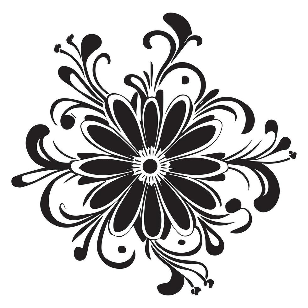 Floral Flower Design Vector Illustration black color