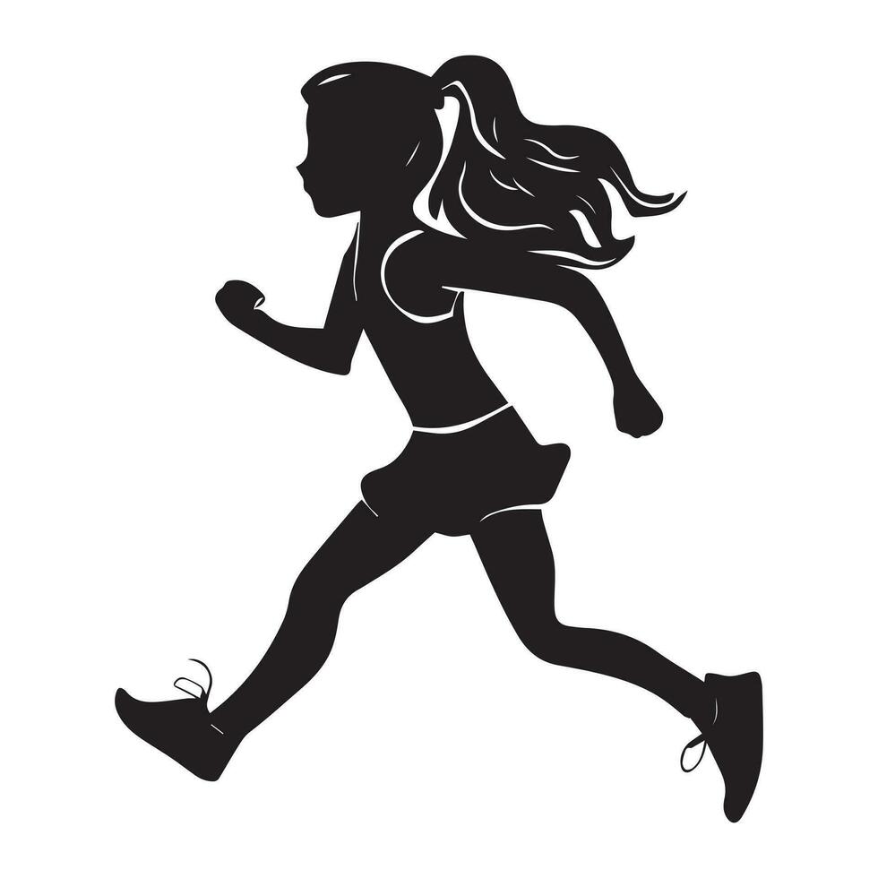 un niña corriendo vector silueta ilustración