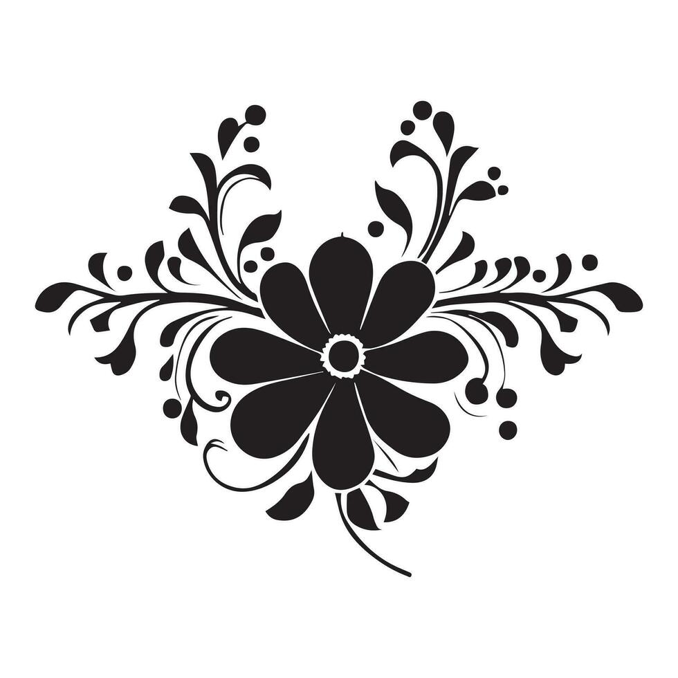 Floral Flower Vector Design Black Color Illustration