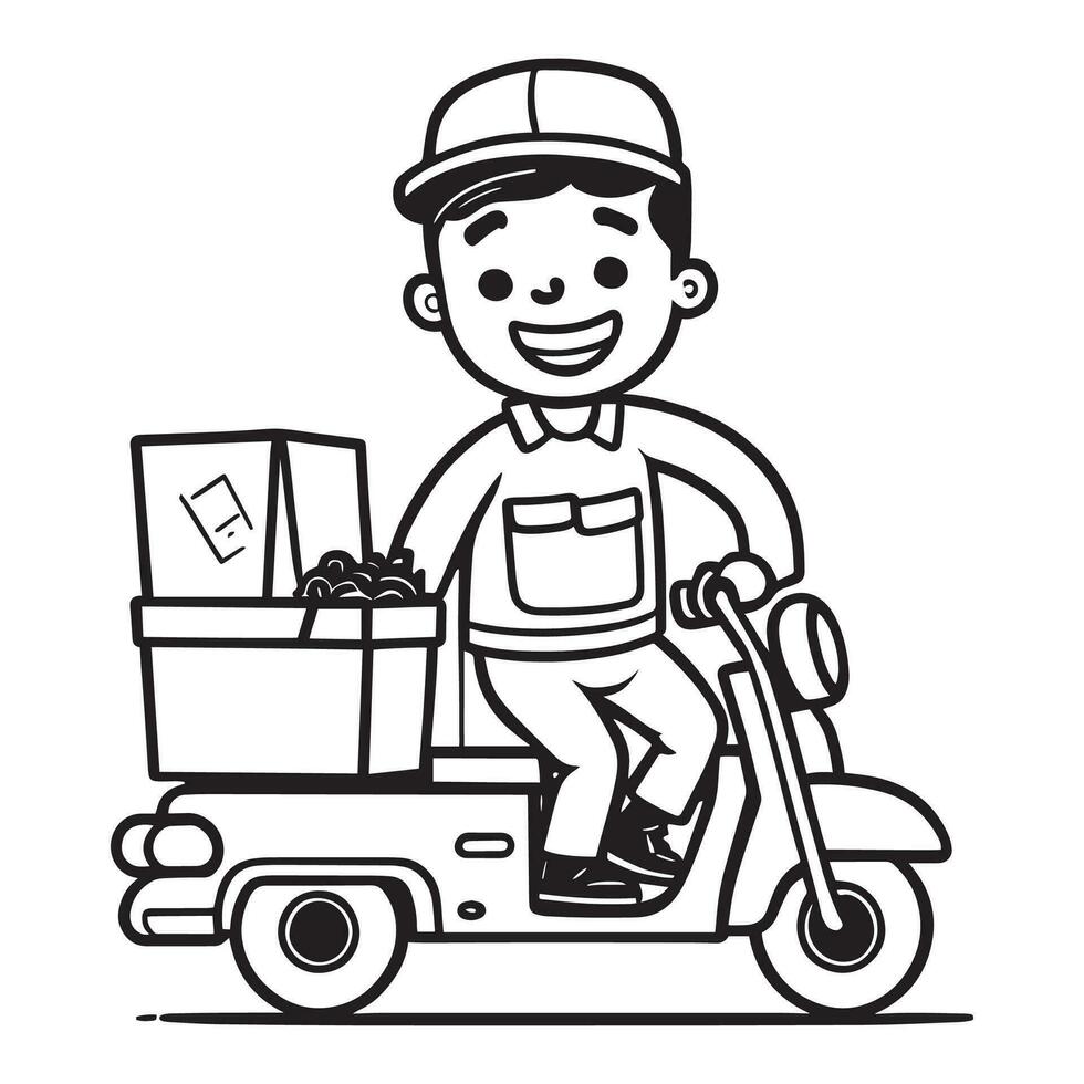This is a Home Delivery man vector silhouette, black and white home
