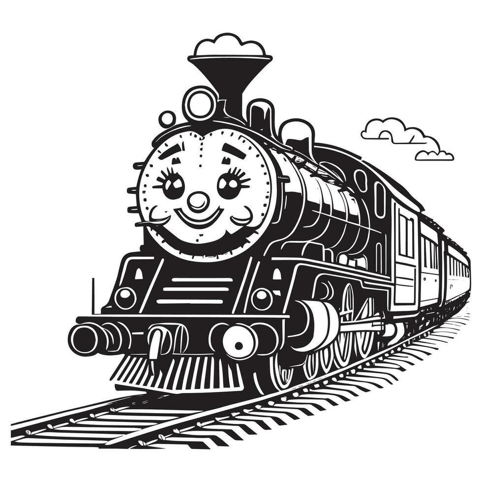 Vector Train Silhouette, Train Clipart Vector. Funny Carton train vector