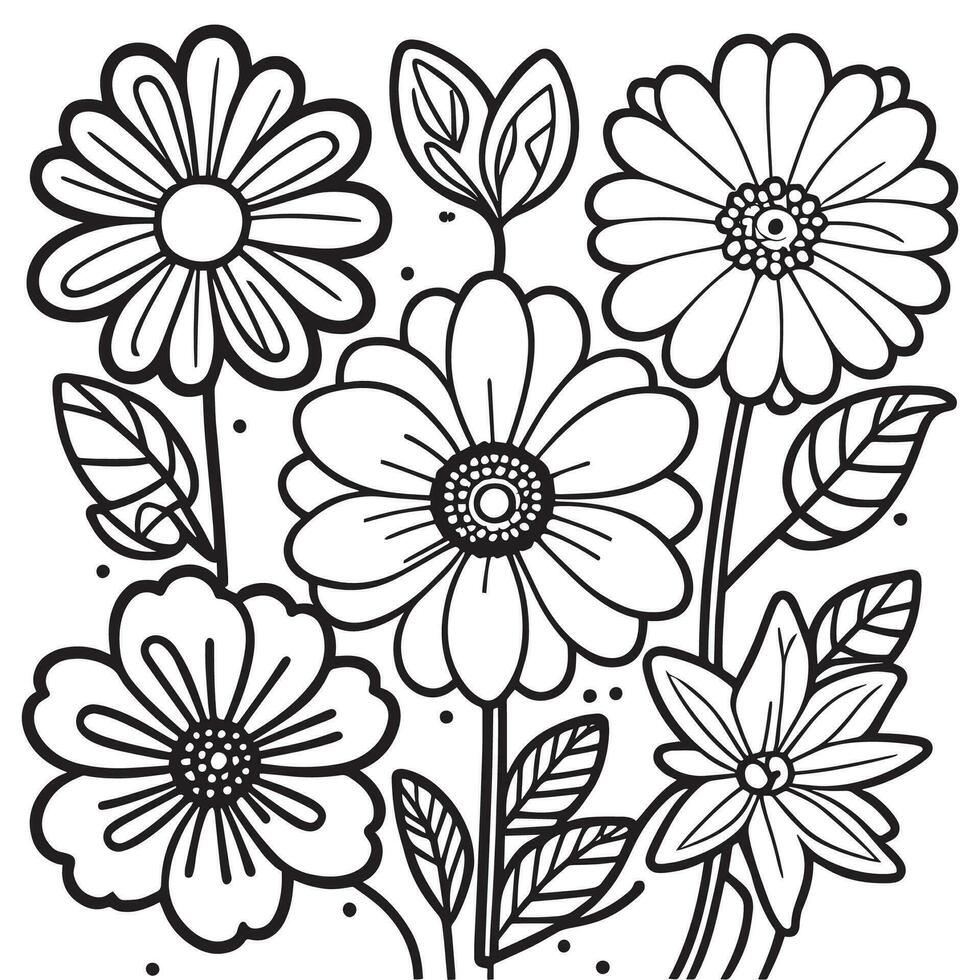 This is Line art Flower Vector Clipart, Flower Vector silhouette, floral vector silhouette.