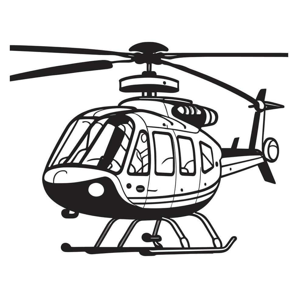 This is a Flying Helicopter Vector Silhouette, helicopter vector lineart.