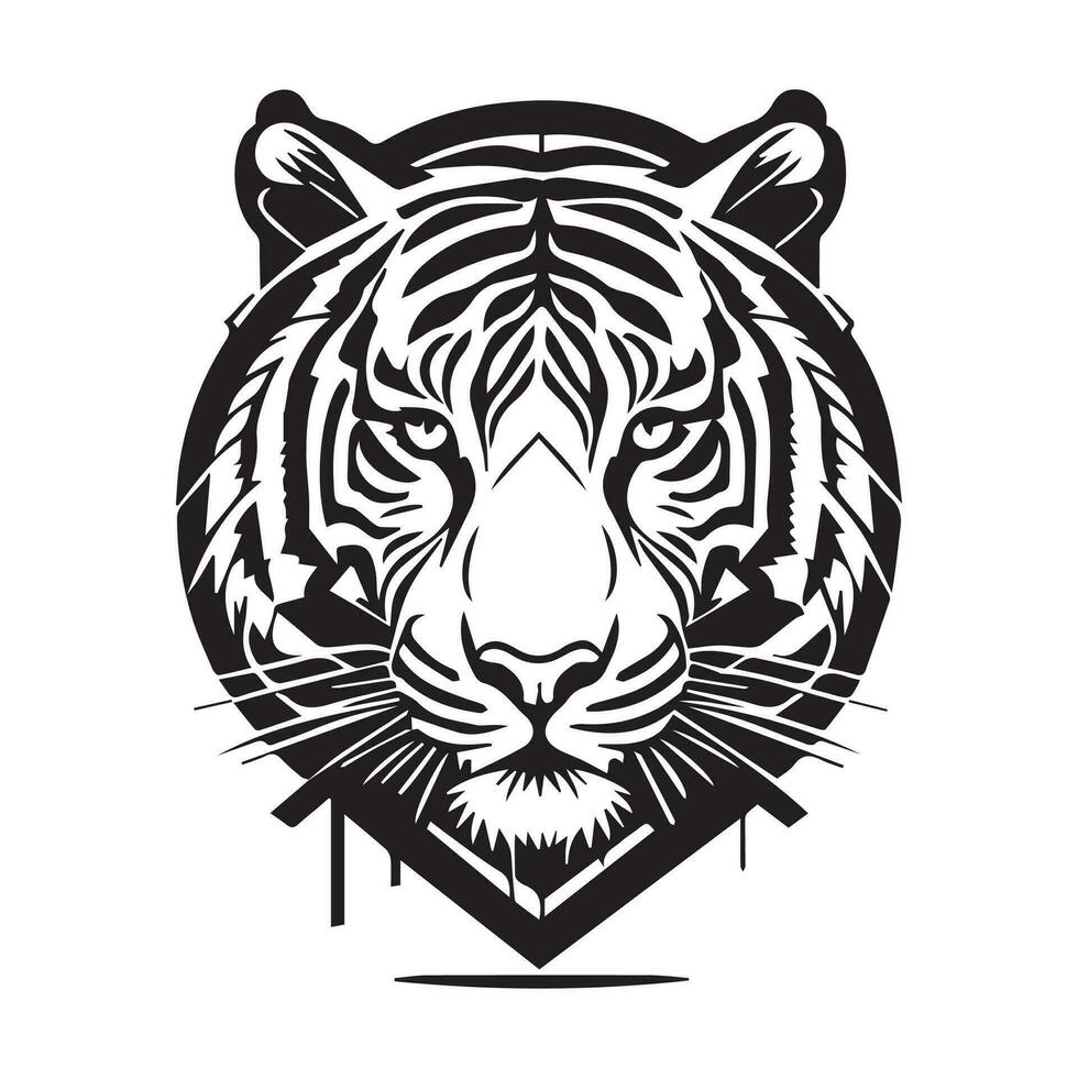 Tiger Vector Logo, Tiger Vector Clipart, Tiger Vector silhouette black and  white.