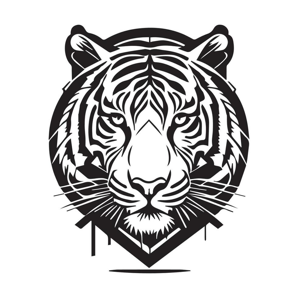 Tigre vector logo, Tigre vector clipart, Tigre vector silueta negro y blanco.