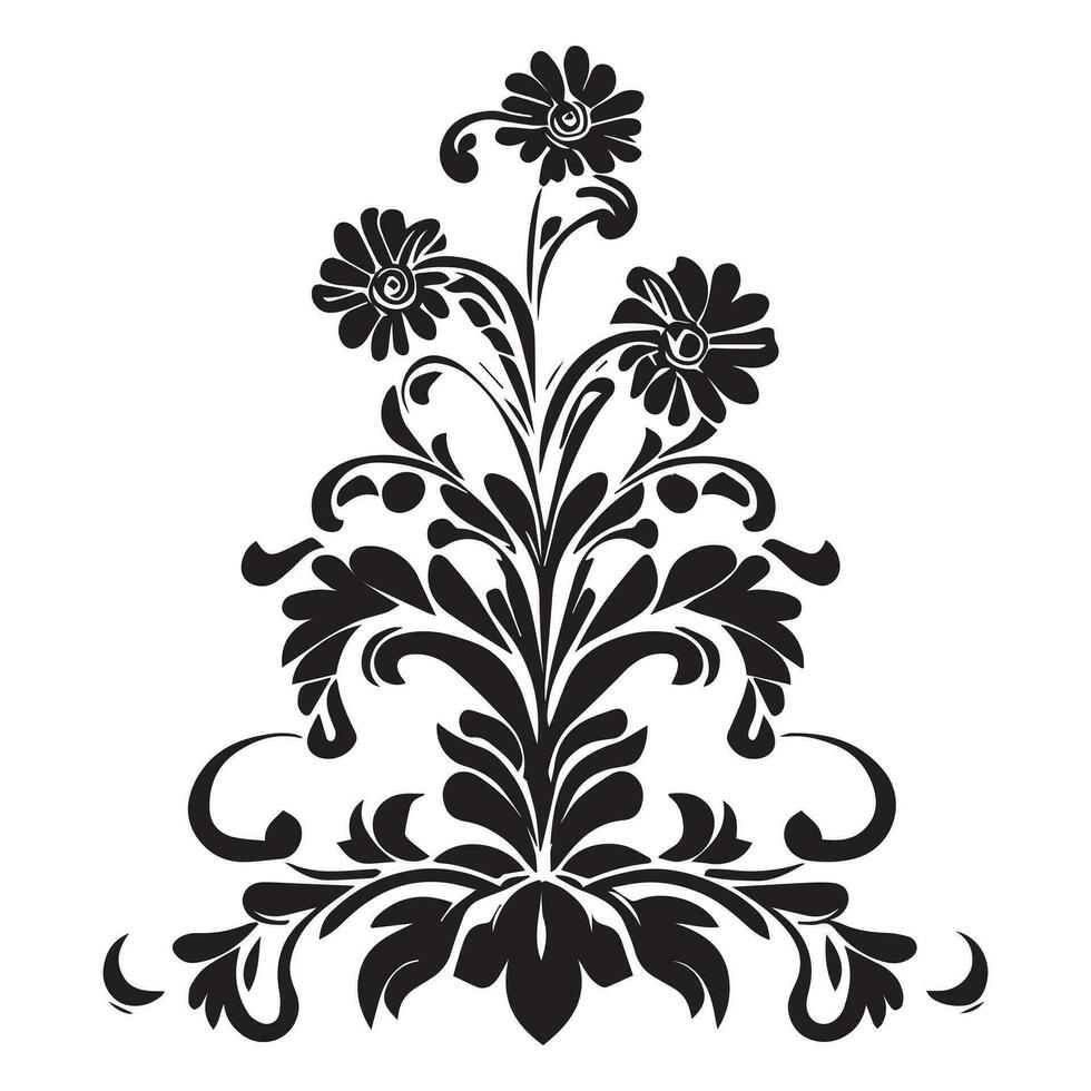 Floral Flower Vector Line art Illustration, Floral Flower vector Silhouette, Flower vector. Floral Pattern