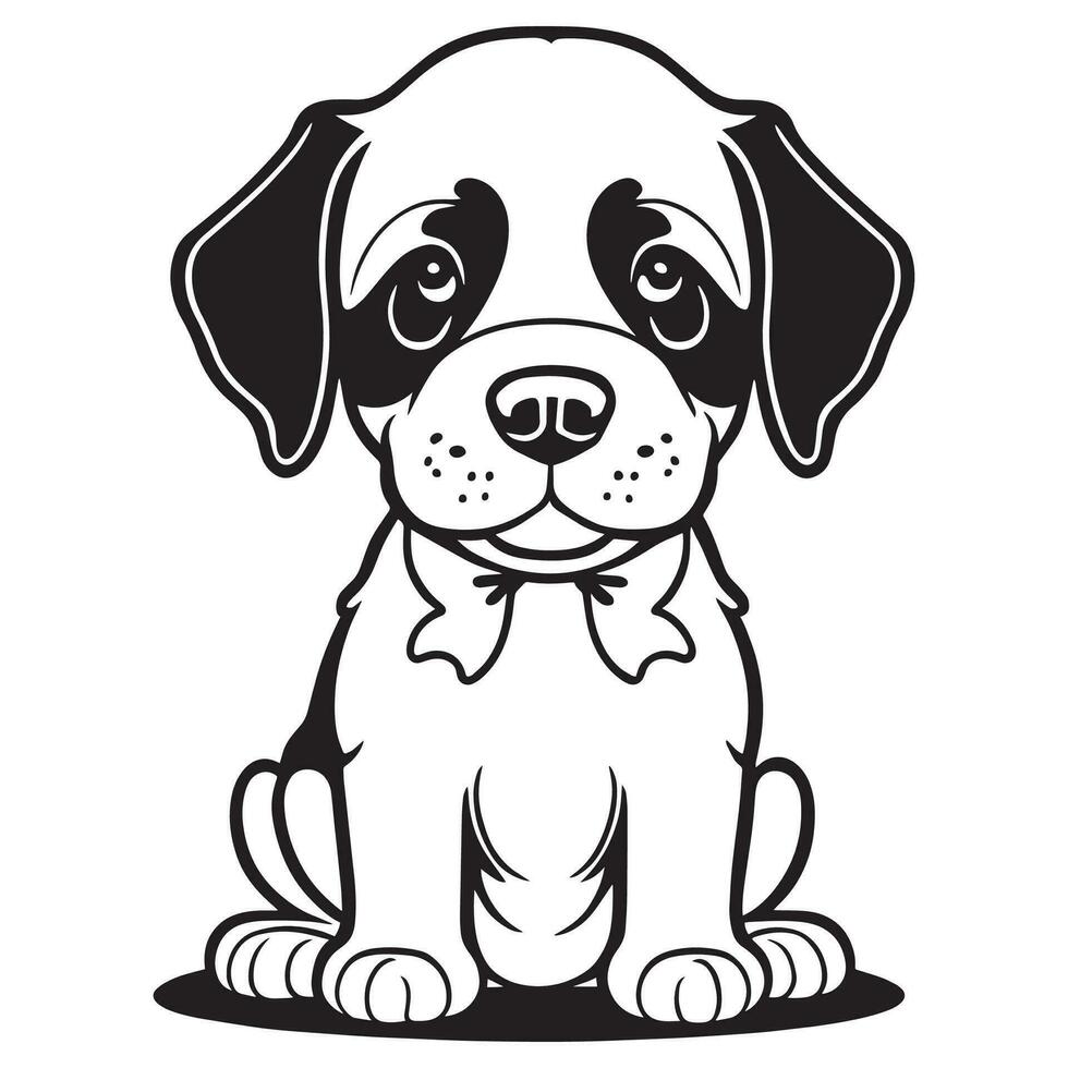 This is a dog vector clipart, dog vector silhouette, dog line art vector illustration.