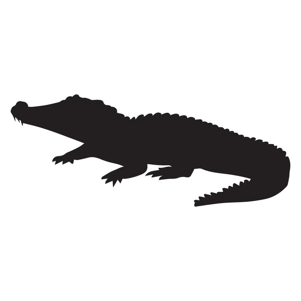 Crocodile Vector Silhouette Black color, Crocodile Animal Vector