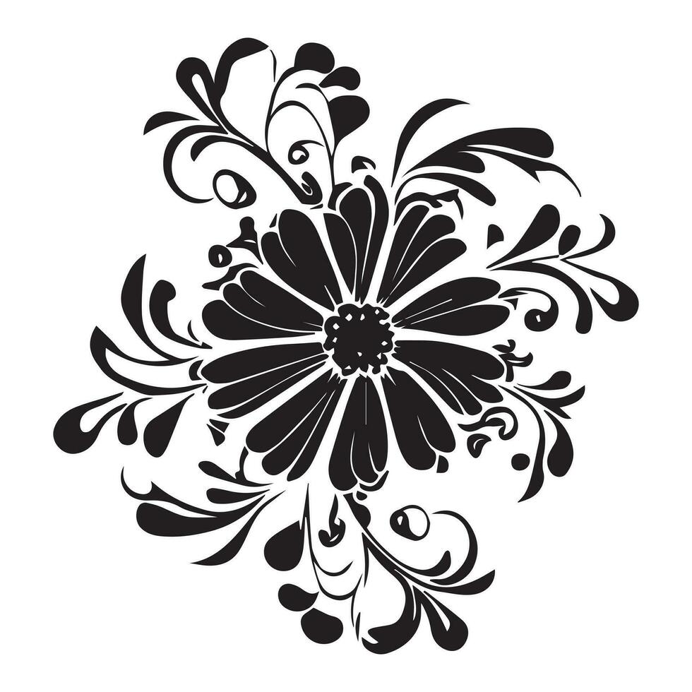 Floral Flower Design Vector Illustration black color