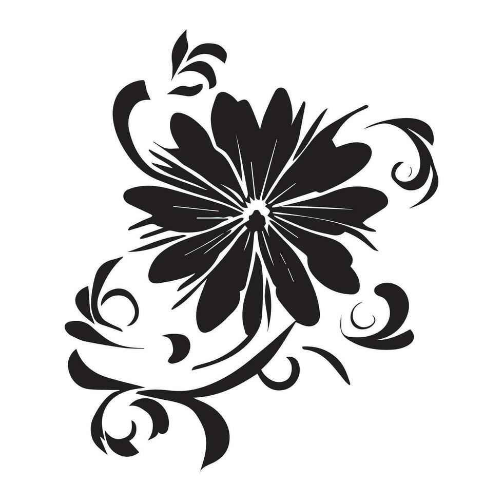 Floral Flower Vector Design Black Color Illustration