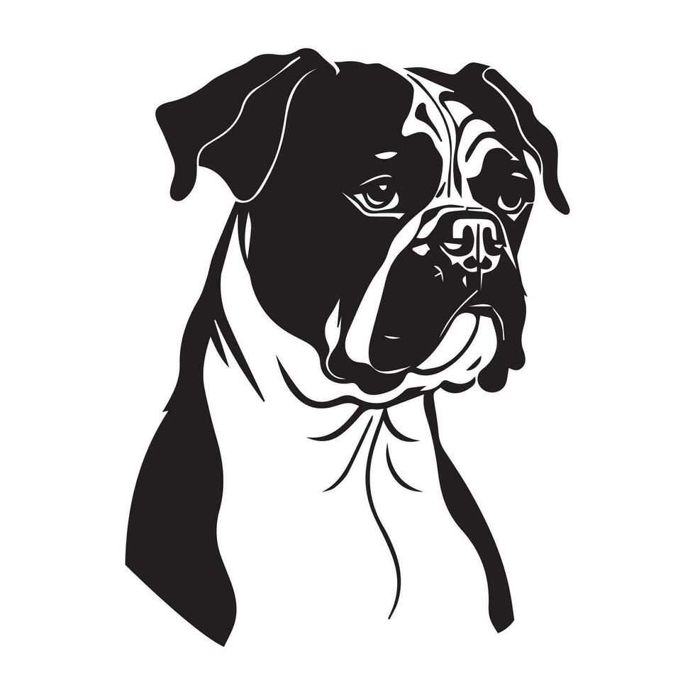 Bull Dog Vector Silhouette, Black and white bull dog silhouette.