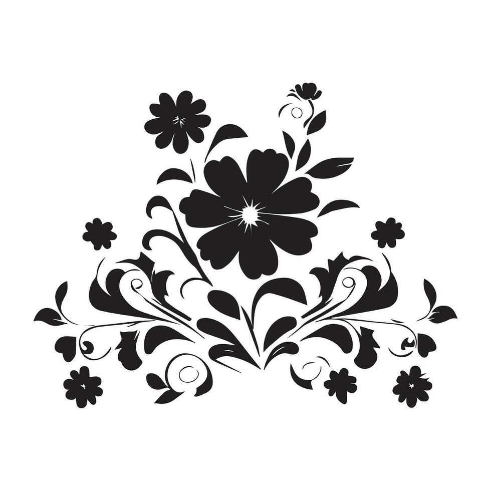 Floral Flower Vector Design Black Color Illustration