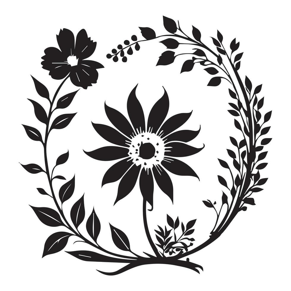 Floral Flower Vector Line art Illustration, Floral Flower vector Silhouette, Flower vector. Floral Pattern