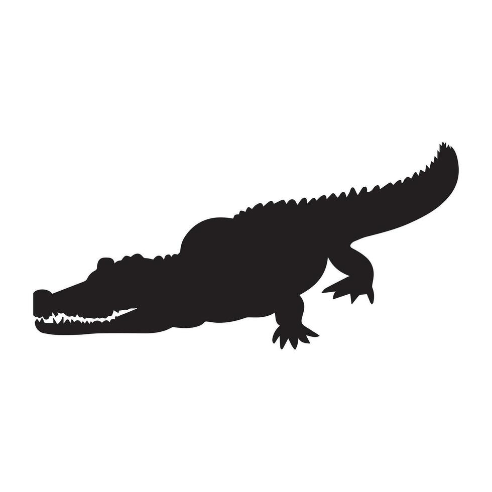 cocodrilo vector silueta negro color, cocodrilo animal vector