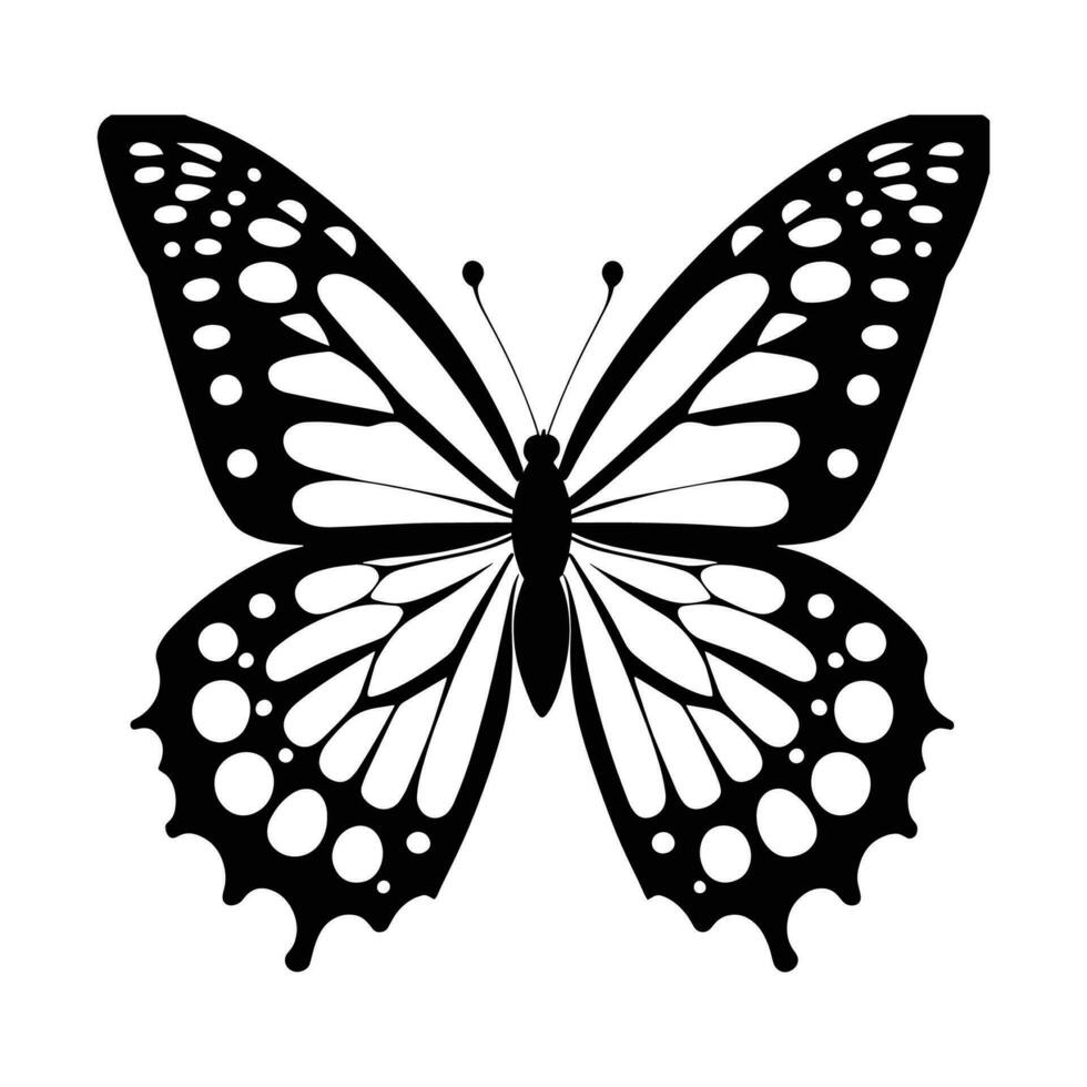 un hermosa mariposa vector ilustración negro y blanco