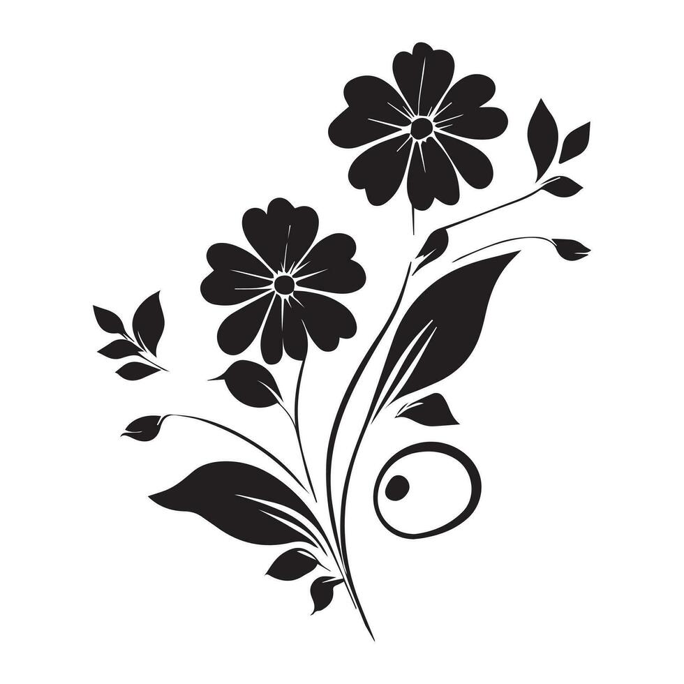 Floral Flower Vector Design Black Color Illustration