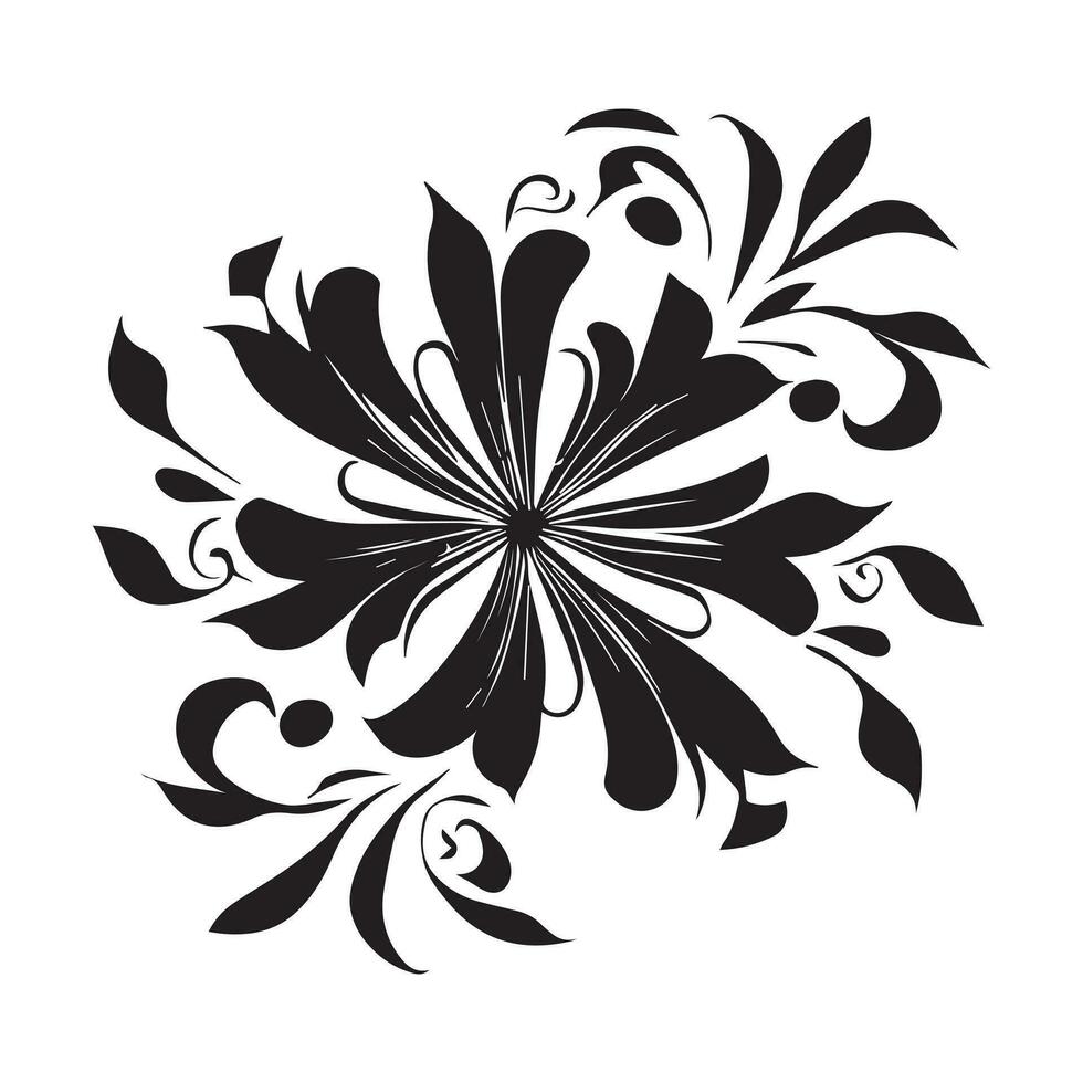 Floral Flower Vector Design Black Color Illustration