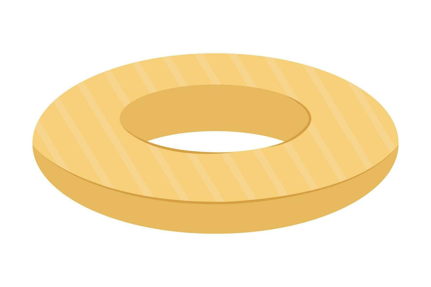 Rubber ring for the summer pool of yellow color. Swimming rings on a white background. Inflatable rubber toy for water and beach. Colorful lifebuoy for swimming. Vector stock illustration.